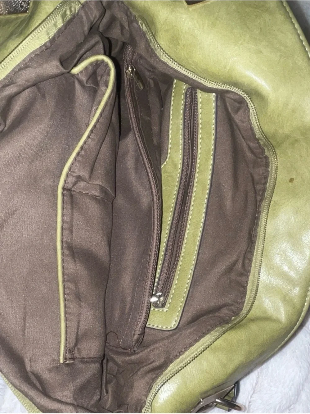 Olive Green Women's Shoulder Bag with Rhinestone Band